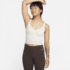 Nike Alate Camiseta de tirantes con sujetador deportivo de sujeción media con relleno - Mujer - Marrón