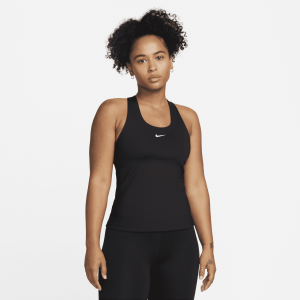 Nike Swoosh Camiseta de tirantes con sujetador deportivo de sujeción media con almohadilla - Mujer - Negro